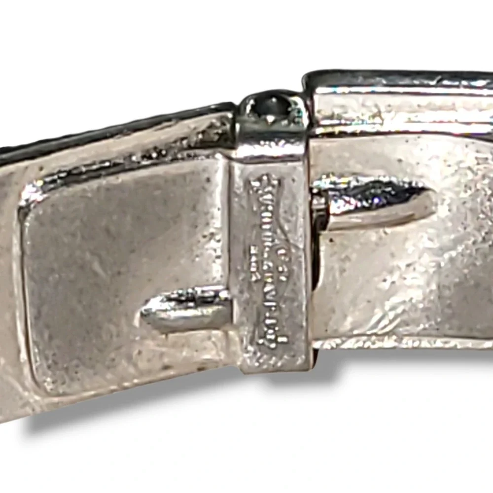 Vintage Whiting & Davis Silver Tone Ornate Repousse Floral Clamper Bracelet 7